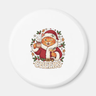 Imã Brinde Natal Gato Laranja Chapéu do Papai Noel Beb
