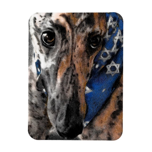 Ímã Brindle Greyhound no seu Holiday Bandana (Vertical)