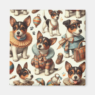 Imã Brinquedo de folha branca Fox Terrier sem costura