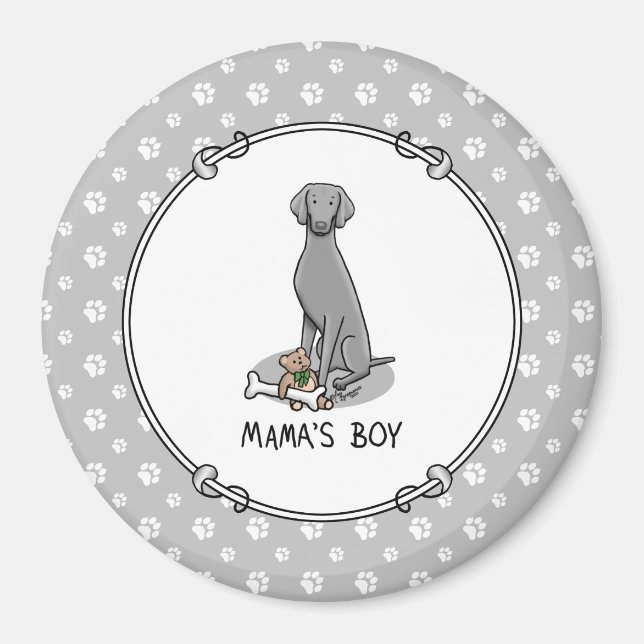 Imã Brinquedos da mamãe Weimaraner (cinza 1) (Frente)
