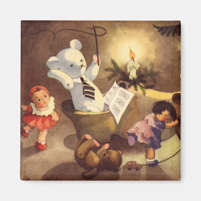 Imã Brinquedos de Natal Antigos, Bonecas Dançantes, Ur (Frente)