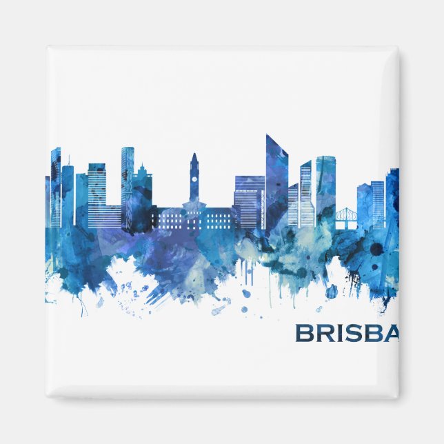 Imã Brisbane Austrália Skyline Blue (Frente)