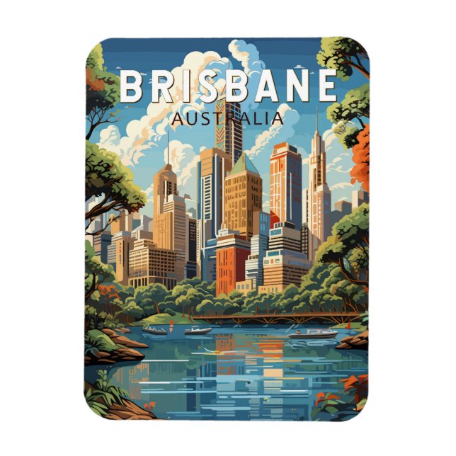 Ímã Brisbane, Austrália, Viagem Art Vintage (Vertical)