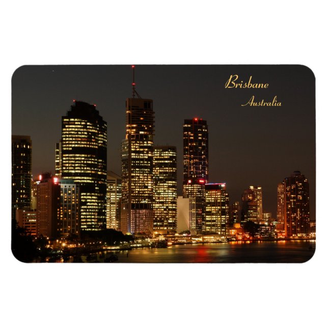 Ímã Brisbane City, Night Skyline, Austrália - Magnet (Horizontal)