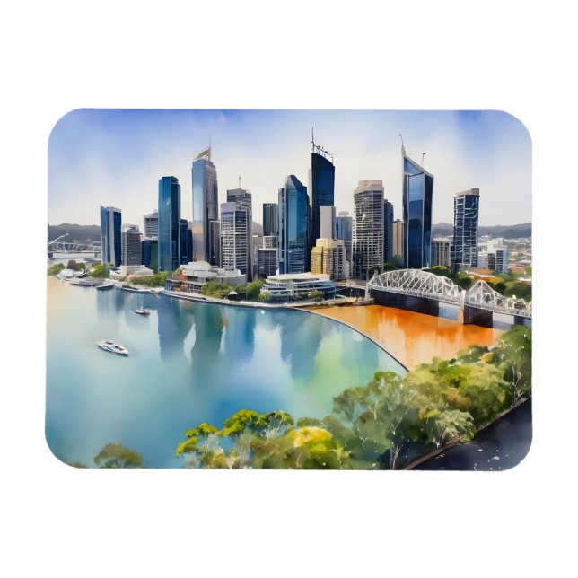 Ímã Brisbane watercolor art (Horizontal)