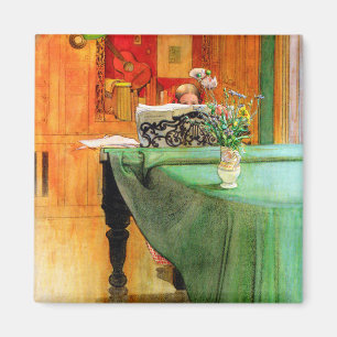 Imã Brita ao Piano por Carl Larsson, Arte Antiga