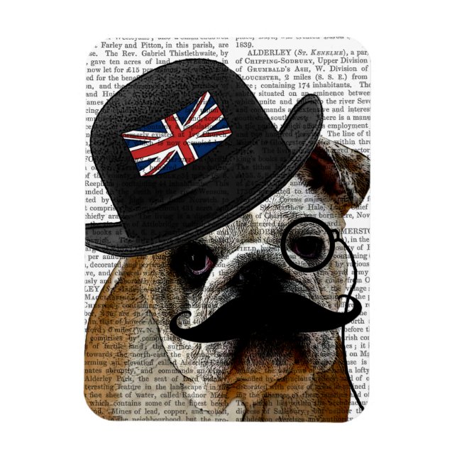 Ímã British Bulldog e Bowler Hat (Vertical)