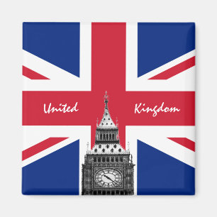 Imã British Flag & Big Ben - Londres, England viagem U