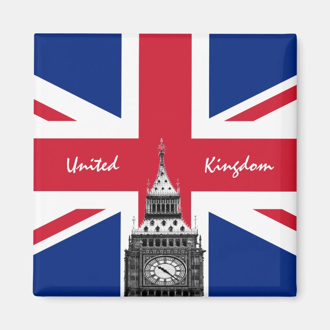 Imã British Flag & Big Ben - Londres, Inglaterra viage (Frente)