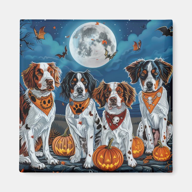 Imã Brittany Spaniel Halloween Spooky (Frente)