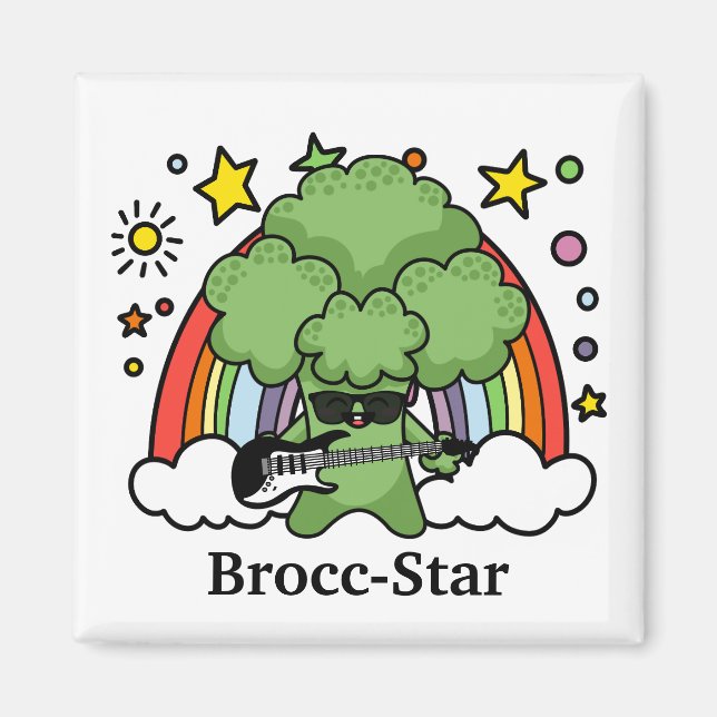 Imã Broccoli verde Brocc, Rock Star (Frente)