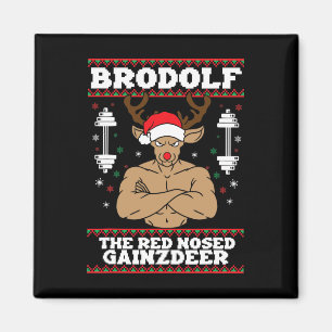 Imã Brodolf Funny Christmas Buff Reindeer Gym Bodybuil