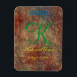 Ímã Bronze Red Texture Wedding<br><div class="desc">Bronze Red texture 3d Monogram</div>