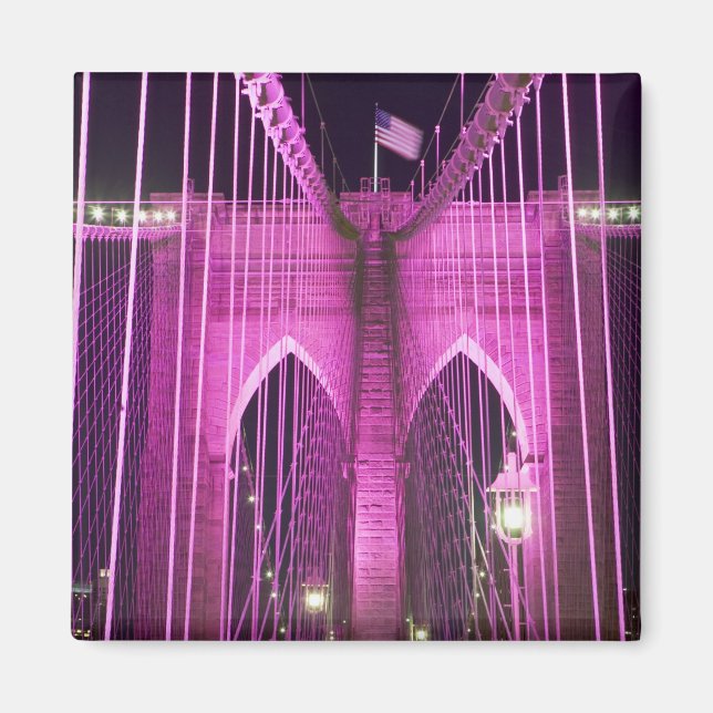 Imã Brooklyn Bridge Lit Purple (Frente)