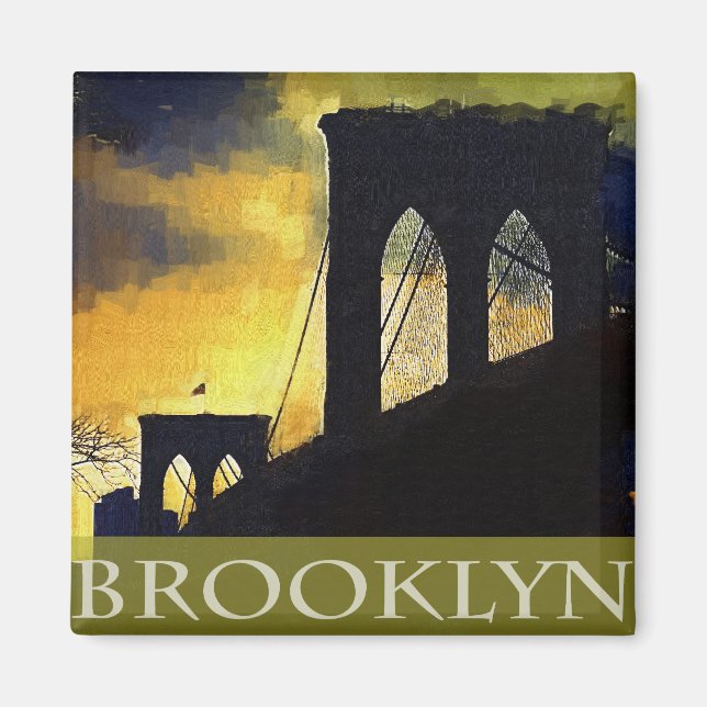 Imã Brooklyn Bridge, New York Magnet (Frente)