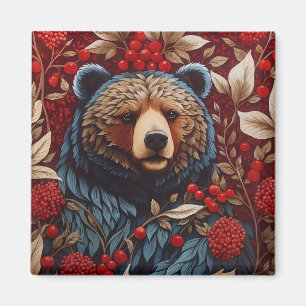 Imã Brown Bear Red Berries William Morris Inspirou