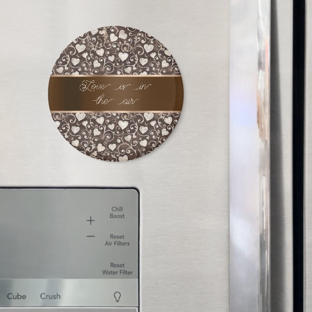 Imã Brown Cream Hearts Ribbon   (In Situ (Fridge))