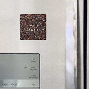 Imã Brown Faux Leather Cowgirl Floral