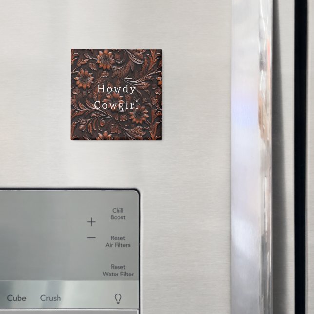 Imã Brown Faux Leather Cowgirl Floral (In Situ (Fridge))