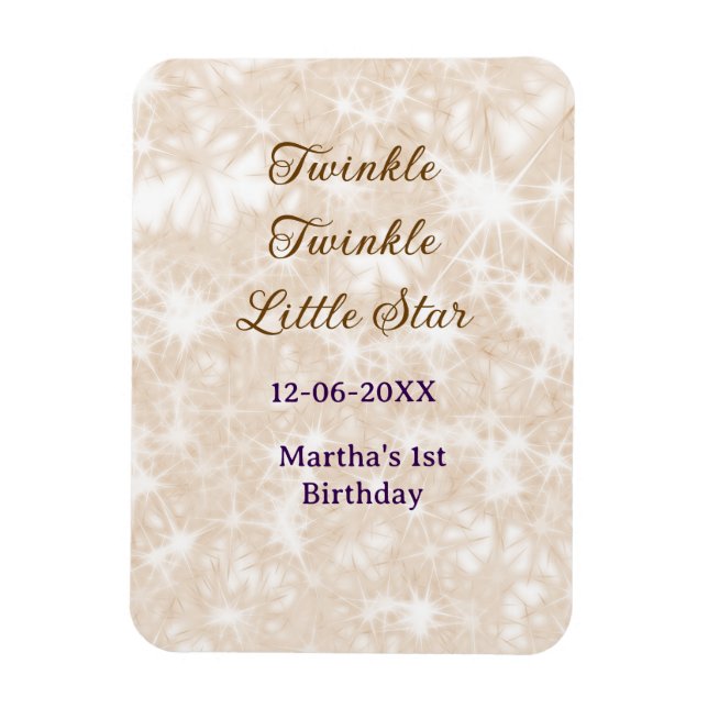 Ímã Brown glitter twinkle twinkle little star birthday (Vertical)