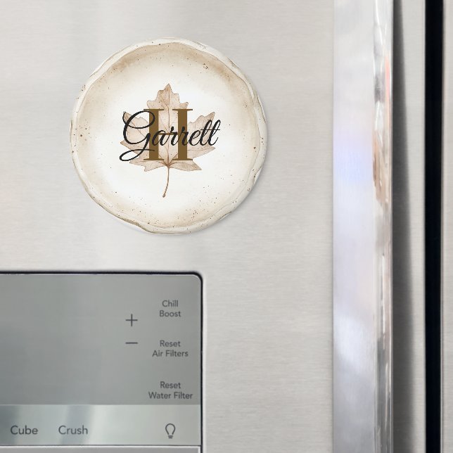 Imã Brown Leaf Monogram Name (In Situ (Fridge))