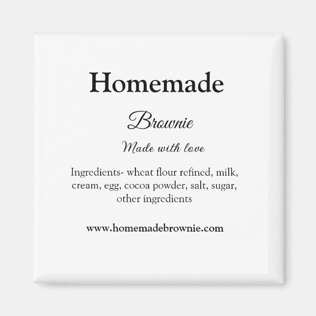 Imã Brownie caseiro feito com amor adicionar texto sit (Frente)
