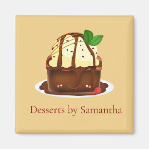 Imã Brownie de Chocolate Com Sorvete de Baunilha