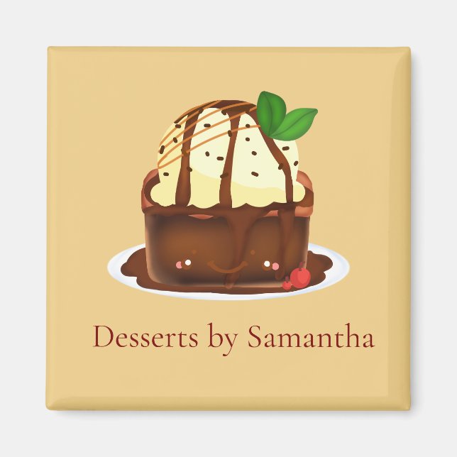 Imã Brownie de Chocolate Com Sorvete de Baunilha (Frente)