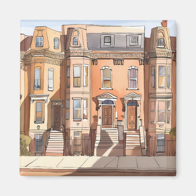 Imã Brownstones Esboçadas | Boston Massachusetts (Frente)