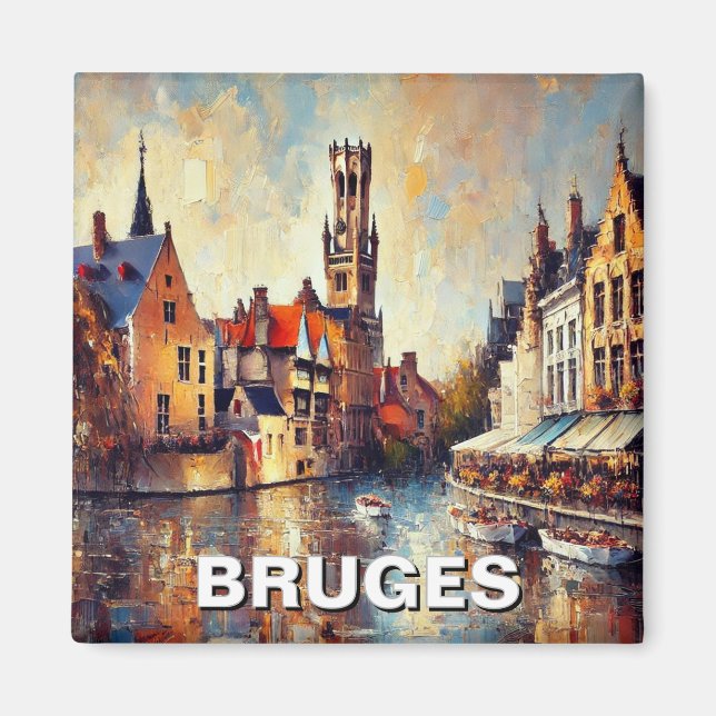 Imã Bruges Belgium Viagem Souvenir Pintura (Frente)