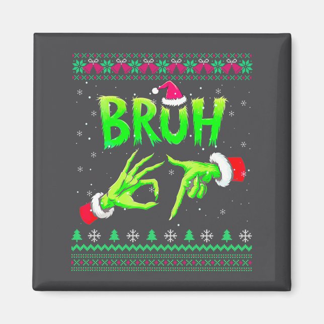 Imã Bruh 67 Christmas Ugly Sweater Six Seven Meme 6 7  (Frente)