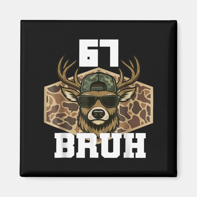 Imã Bruh 67 Deer Funny Deer Hunting Camo Hat Youth Tee (Frente)