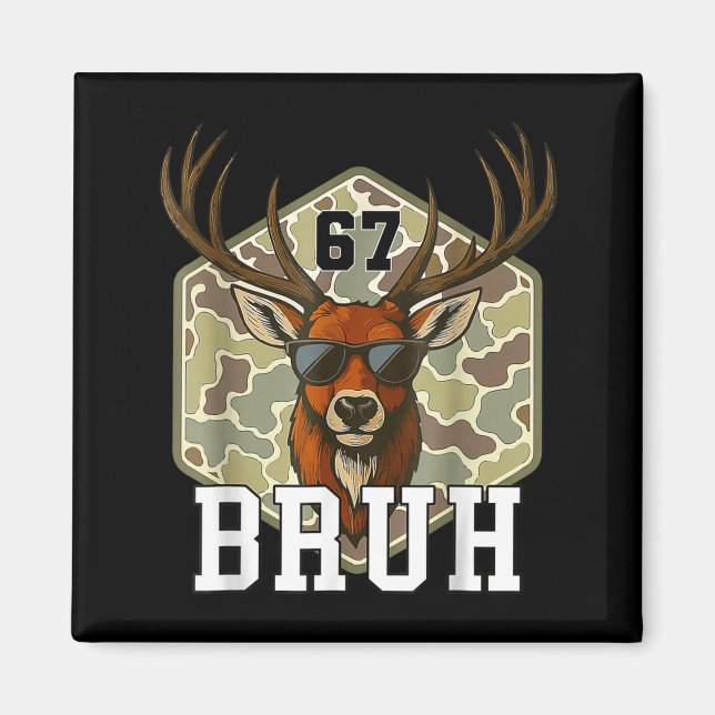 Imã Bruh Deer 67 Funny Deer Hunting Camo Hat Youth Tee (Frente)