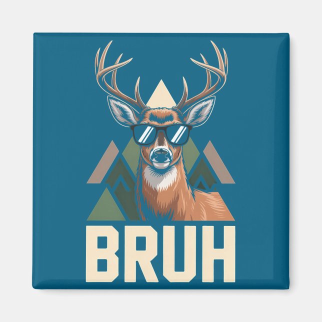 Imã Bruh Deer Funny Deer Hunting Camo Hat Youth Kids S (Frente)