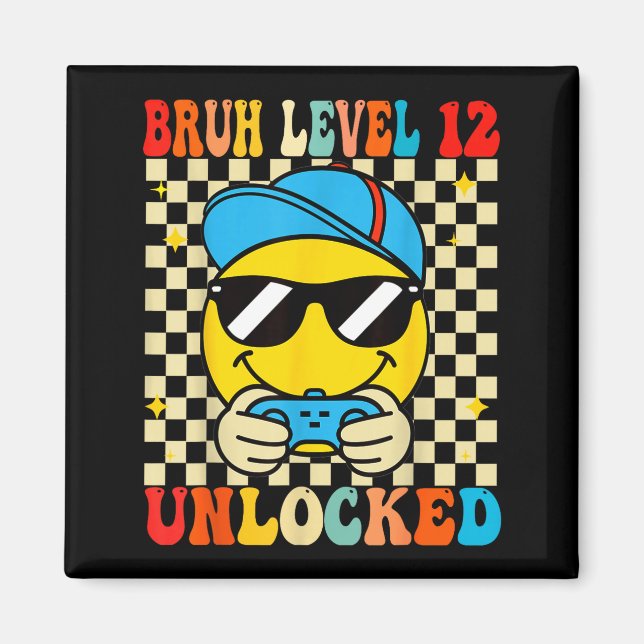 Imã Bruh Level 12 Unlocked Smile Face Video Gamer 12th (Frente)