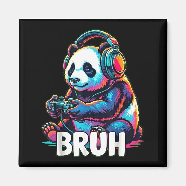 Imã Bruh Panda Gamer With Headphones Controller  (Frente)