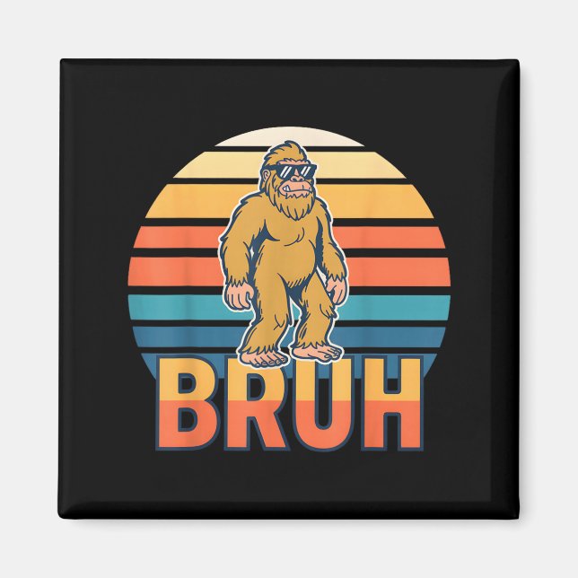 Imã Bruh Pé Grande Sasquatch Divertido Retro (Frente)