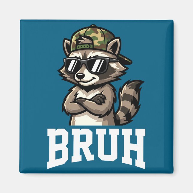 Imã Bruh Raccoon Camo Hat Funny Youth Teens Kids Slang (Frente)