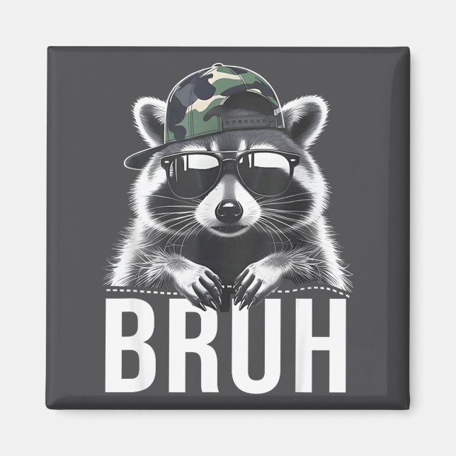 Imã Bruh Raccoon Trash Racoon Camo Hat Youth Teens Kid (Frente)