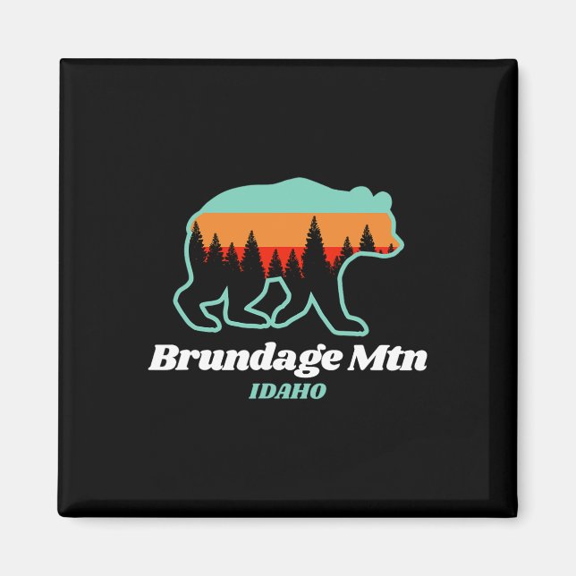 Imã Brundage Mountain Idaho Skiing Snowboard Bear (Frente)