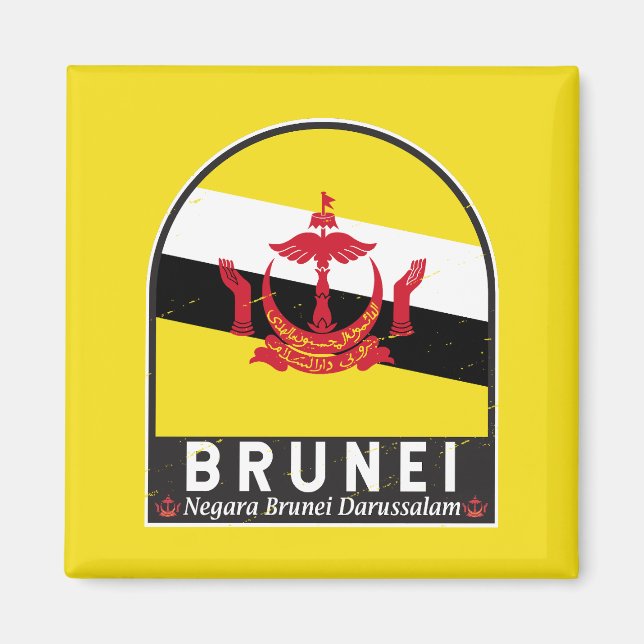 Imã Brunei Flag Emblem Distress Vintage (Frente)