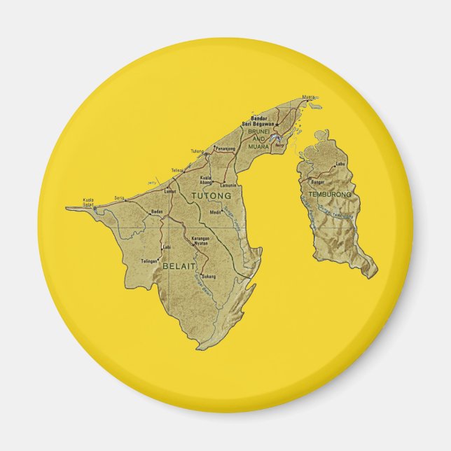 Imã Brunei Map Magnet (Frente)
