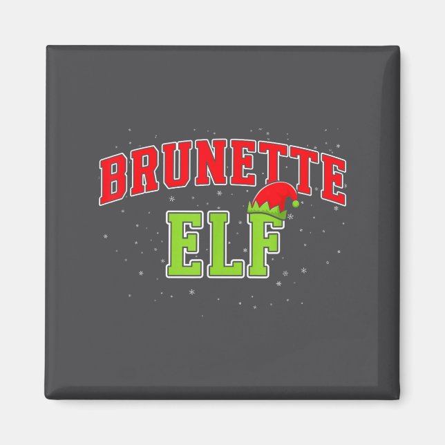 Imã Brunette Elf Christmas Family Matching Group Xmas  (Frente)