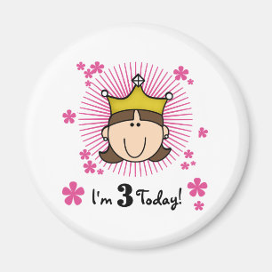 Imã Brunette Princess aniversário de 3 anos