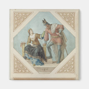 Imã Brunhilde e Hagen, ilustração de "The Niebelu