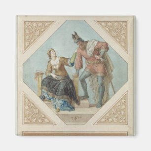 Imã Brunhilde e Hagen, ilustração para 'o Niebelu