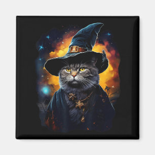 Imã Bruxa de Gato Preto Halloween Feiticeira Mística P