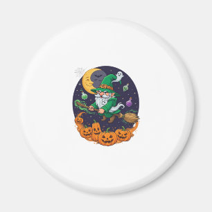Imã Bruxa de Halloween Gnome Vassoura Abóboras Lua