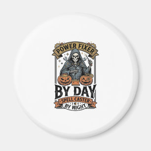 Imã Bruxa de Reparo de Bateria Camisa de Halloween Eng