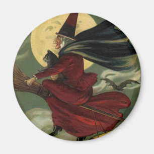 Imã Bruxa do Dia das Bruxas do vintage que monta uma